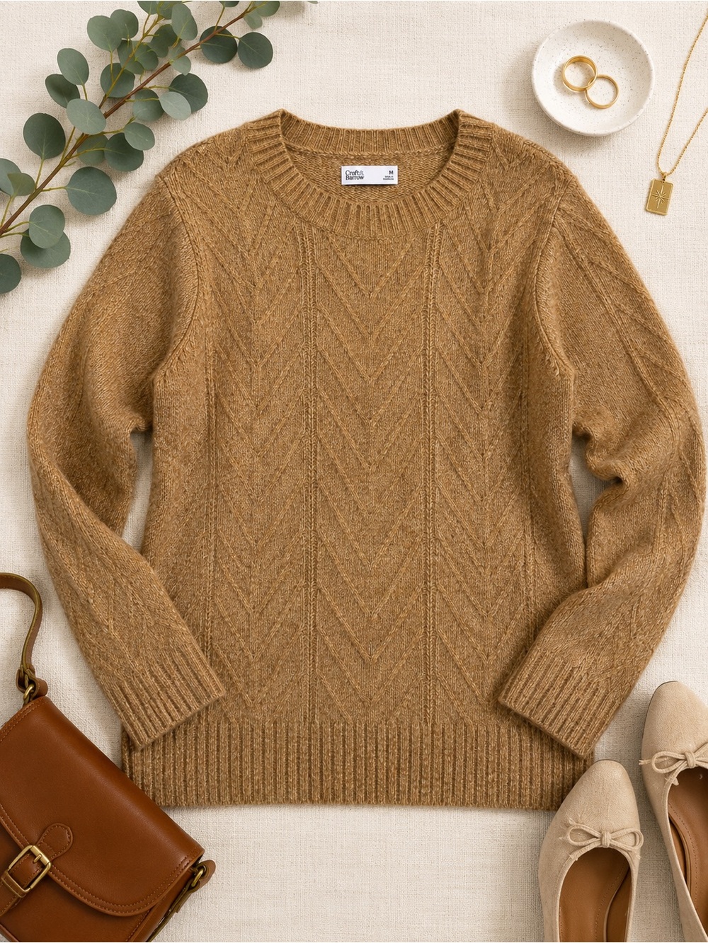 Croft & Barrow Extra Cozy Cable Knit Sweater Tan Medium NWT